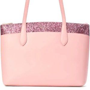 Kate Spade New York Flash Glitter Pink Tote Saffiano K8706 NWT